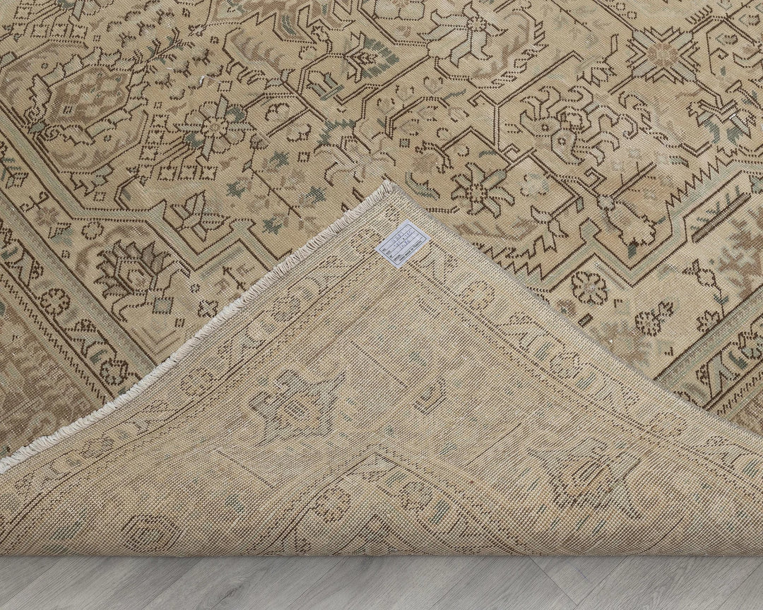 Beige Turkish Oushak Rug 9' 3" x 12' 8" Hand-Knotted texture