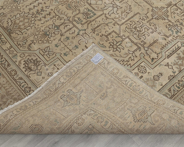 Beige Turkish Oushak Rug 9' 3" x 12' 8" Hand-Knotted texture