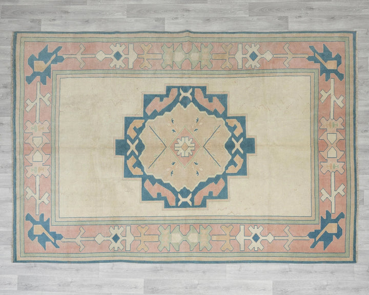 Multicolor Turkish Oushak Rug 6'7" x 8'11" Hand-Knotted | No. VR18075