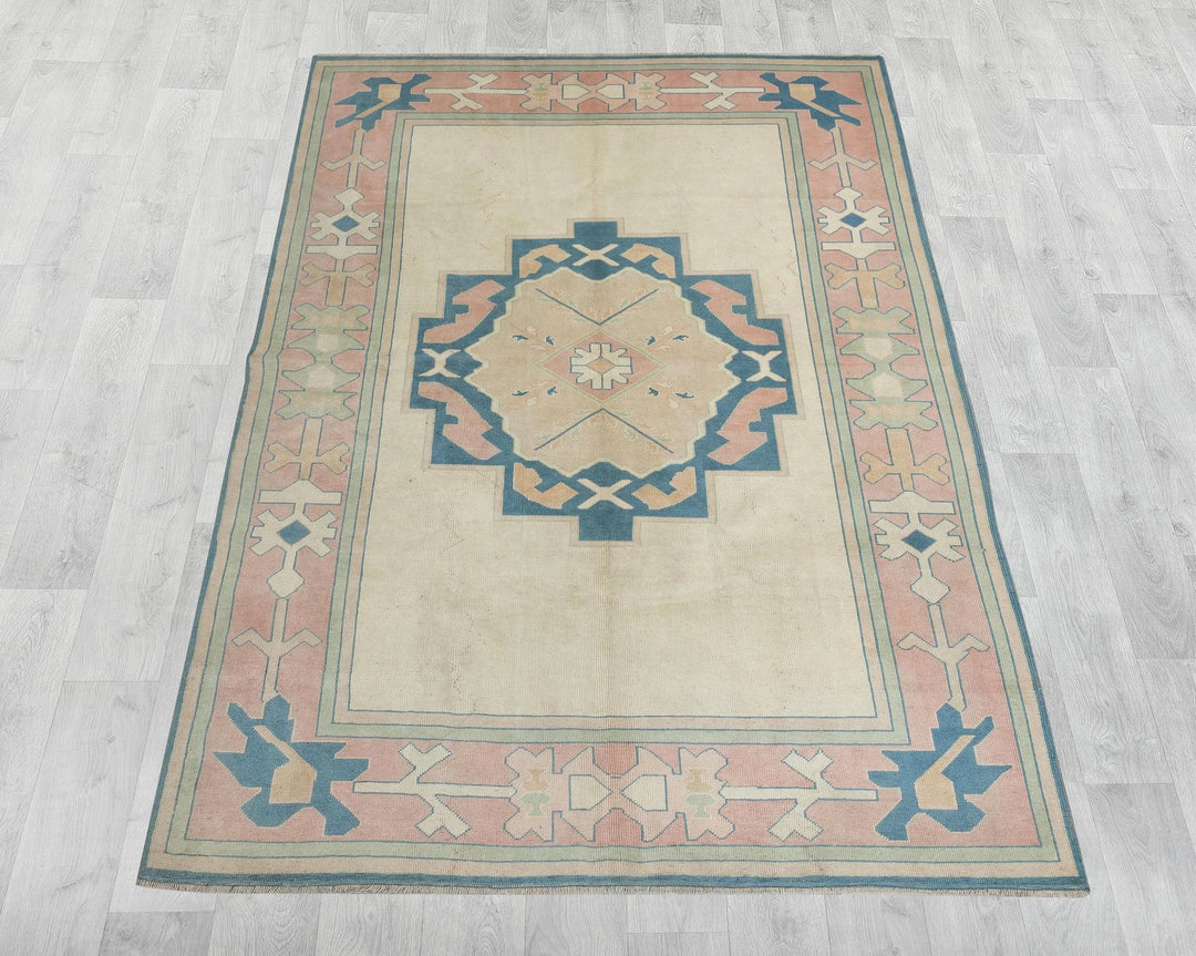 Multicolor Turkish Oushak Rug 6'7" x 8'11" Hand-Knotted | No. VR18075