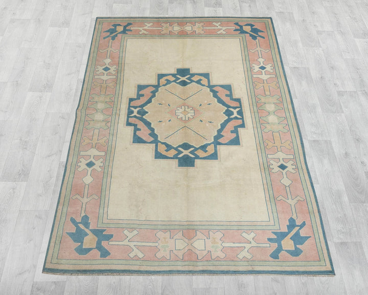 Multicolor Turkish Oushak Rug 6'7" x 8'11" Hand-Knotted | No. VR18075