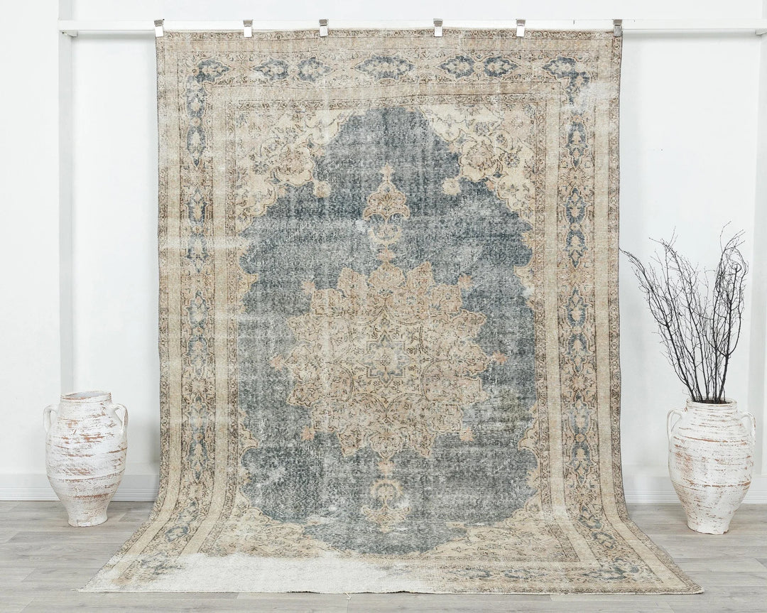 Blue Turkish Vintage Rug 6' 2" x 9' 5" Hand-Knotted | No. VR18255