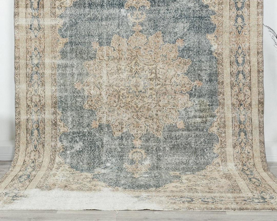 Blue Turkish Vintage Rug 6' 2" x 9' 5" Hand-Knotted | No. VR18255