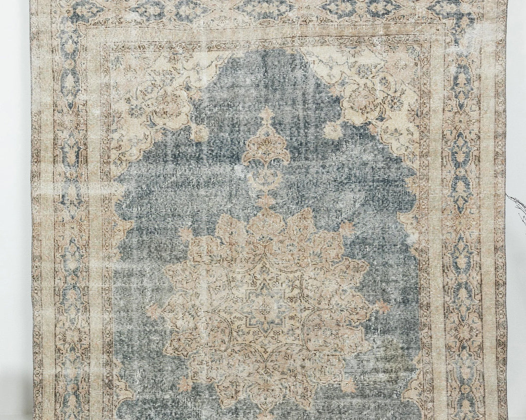 Blue Turkish Vintage Rug 6' 2" x 9' 5" Hand-Knotted | No. VR18255