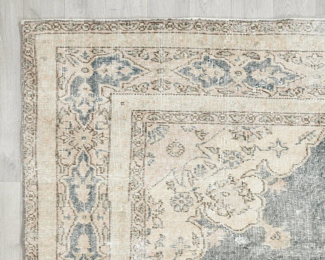 Blue Turkish Vintage Rug 6' 2" x 9' 5" Hand-Knotted | No. VR18255