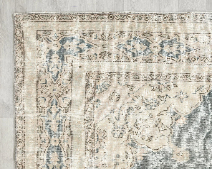 Blue Turkish Vintage Rug 6' 2" x 9' 5" Hand-Knotted | No. VR18255
