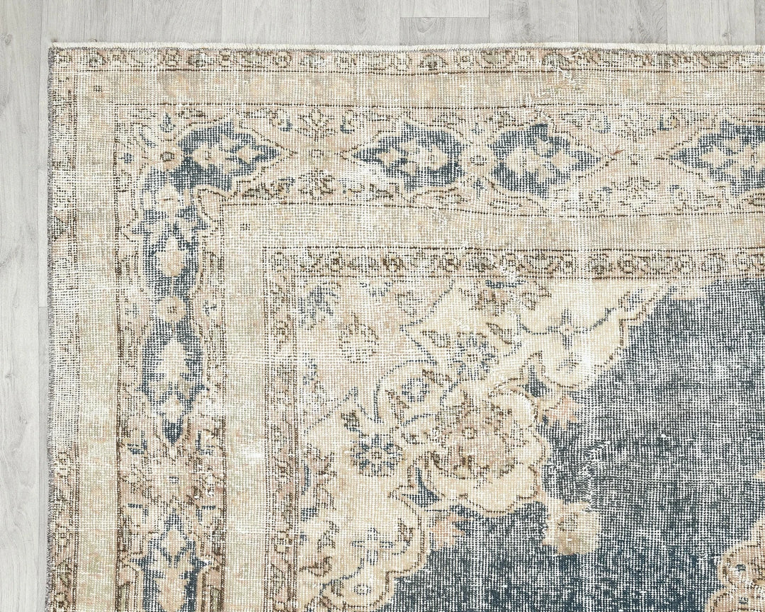 Blue Turkish Vintage Rug 6' 2" x 9' 5" Hand-Knotted | No. VR18255
