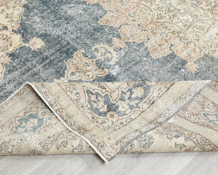 Blue Turkish Vintage Rug 6' 2" x 9' 5" Hand-Knotted | No. VR18255