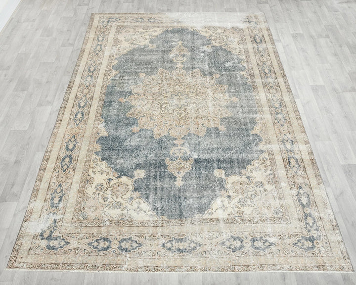 Blue Turkish Vintage Rug 6' 2" x 9' 5" Hand-Knotted | No. VR18255