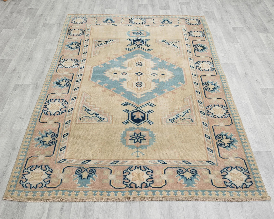 Multicolor Turkish Oushak Rug 7' 4" x 4' 11" Hand-Knotted | No. VR18329