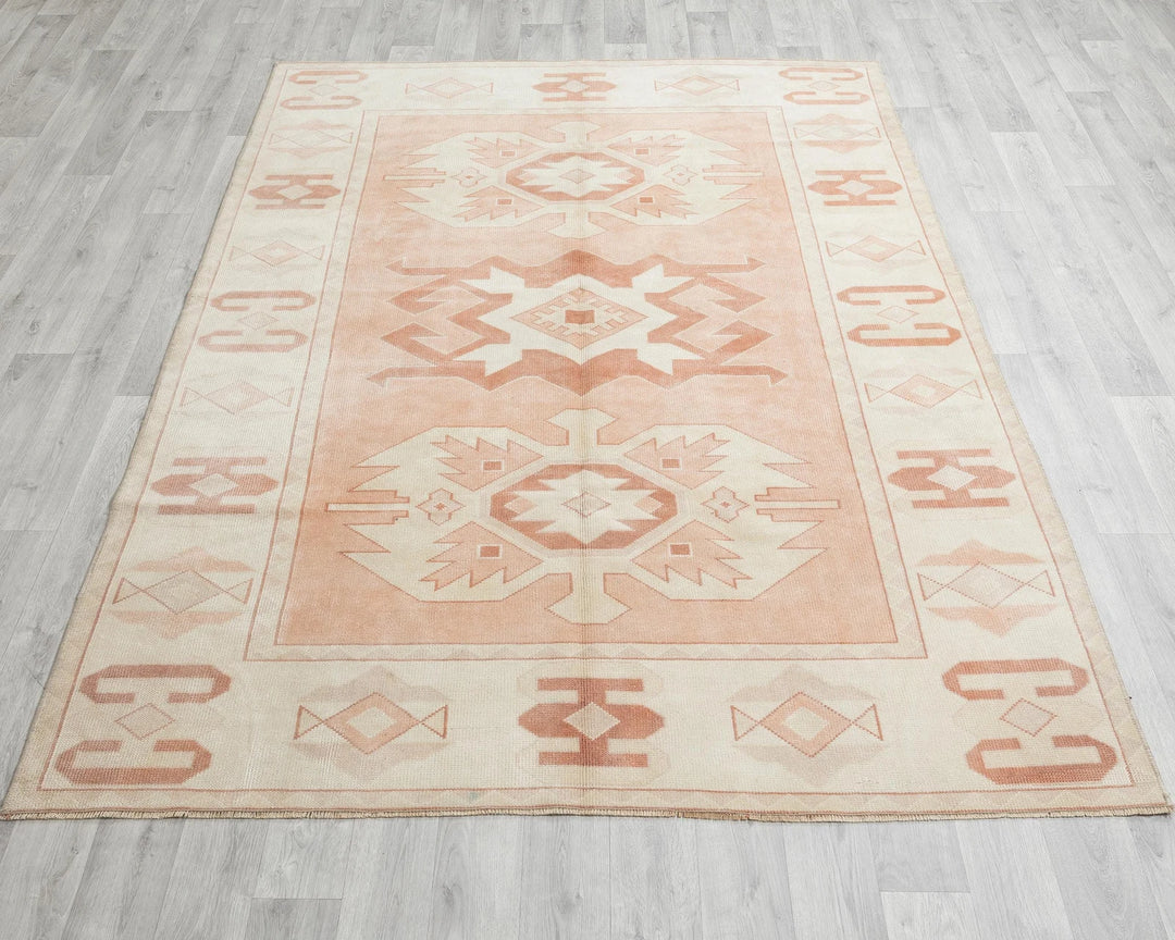 Multicolor Turkish Oushak Rug 5' 9" x 7' 7" Hand-Knotted reverse