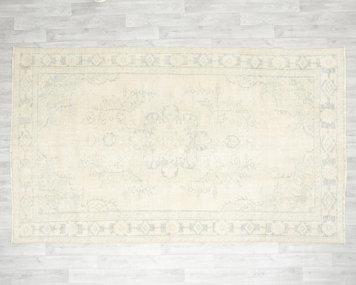 Beige Turkish Oushak Rug 5' 11" x 9' 4" Hand-Knotted | No. VR18386
