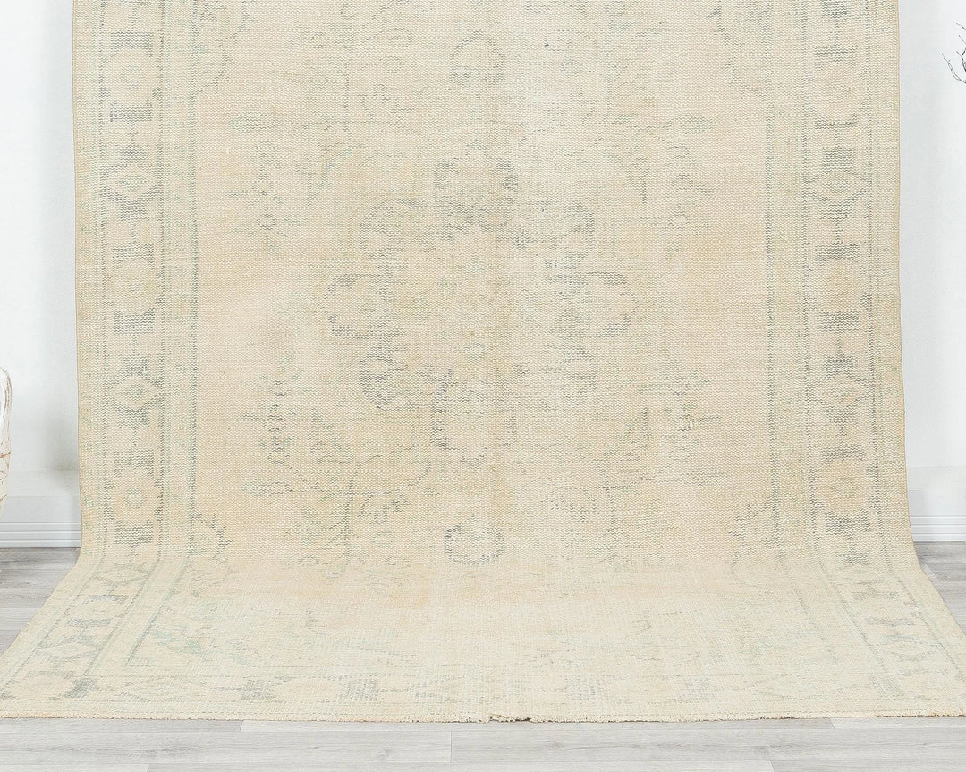 Beige Turkish Oushak Rug 5' 11" x 9' 4" Hand-Knotted | No. VR18386