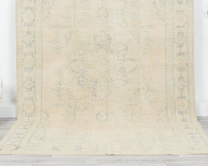 Beige Turkish Oushak Rug 5' 11" x 9' 4" Hand-Knotted | No. VR18386