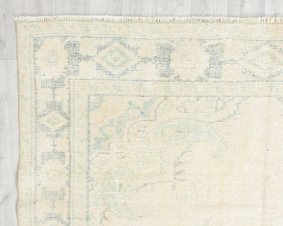 Beige Turkish Oushak Rug 5' 11" x 9' 4" Hand-Knotted | No. VR18386