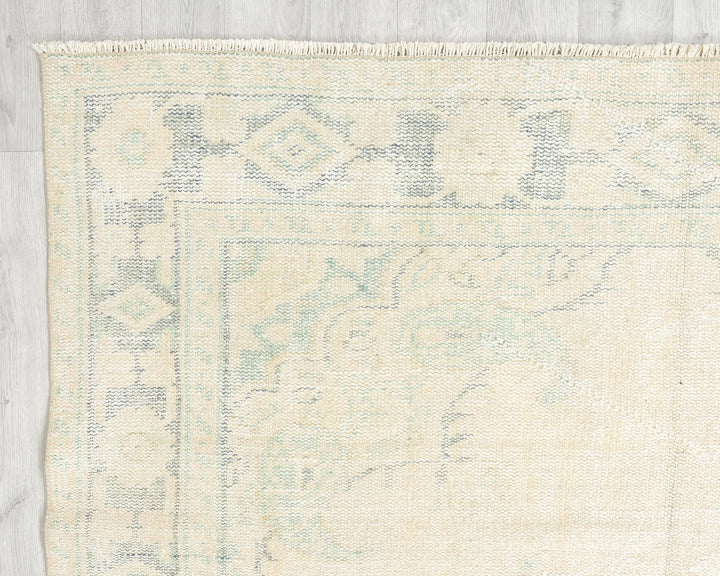 Beige Turkish Oushak Rug 5' 11" x 9' 4" Hand-Knotted | No. VR18386