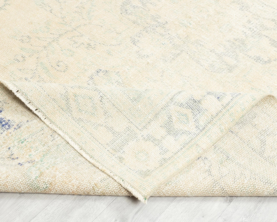 Beige Turkish Oushak Rug 5' 11" x 9' 4" Hand-Knotted | No. VR18386
