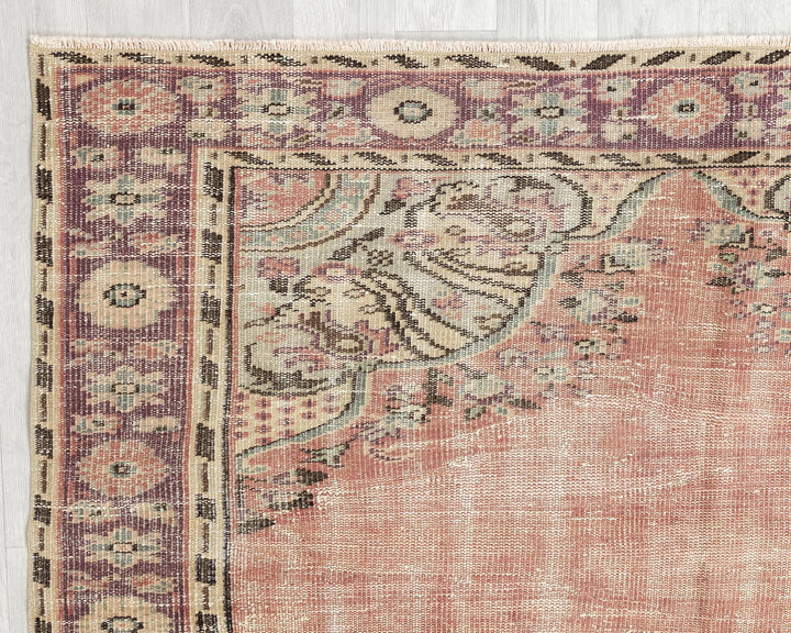 Multicolor Turkish Oushak Rug 5'6" x 8'4" Hand-Knotted | No. VR18486