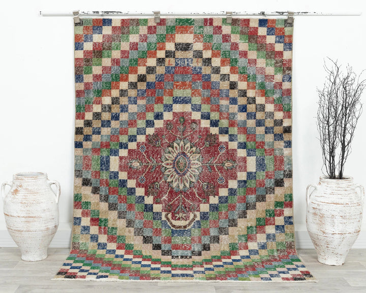 Red Turkish Oushak Rug 4'7" x 6'8" Hand-Knotted | No. VR18520