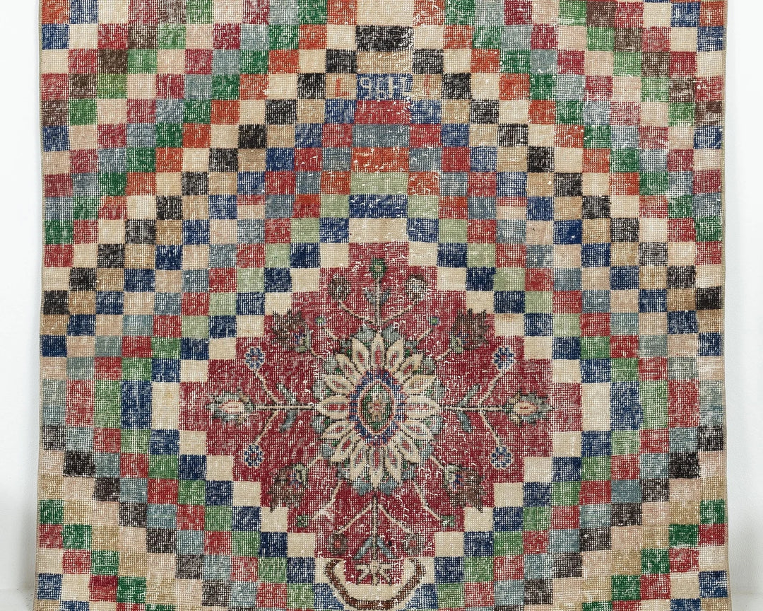 Red Turkish Oushak Rug 4'7" x 6'8" Hand-Knotted | No. VR18520