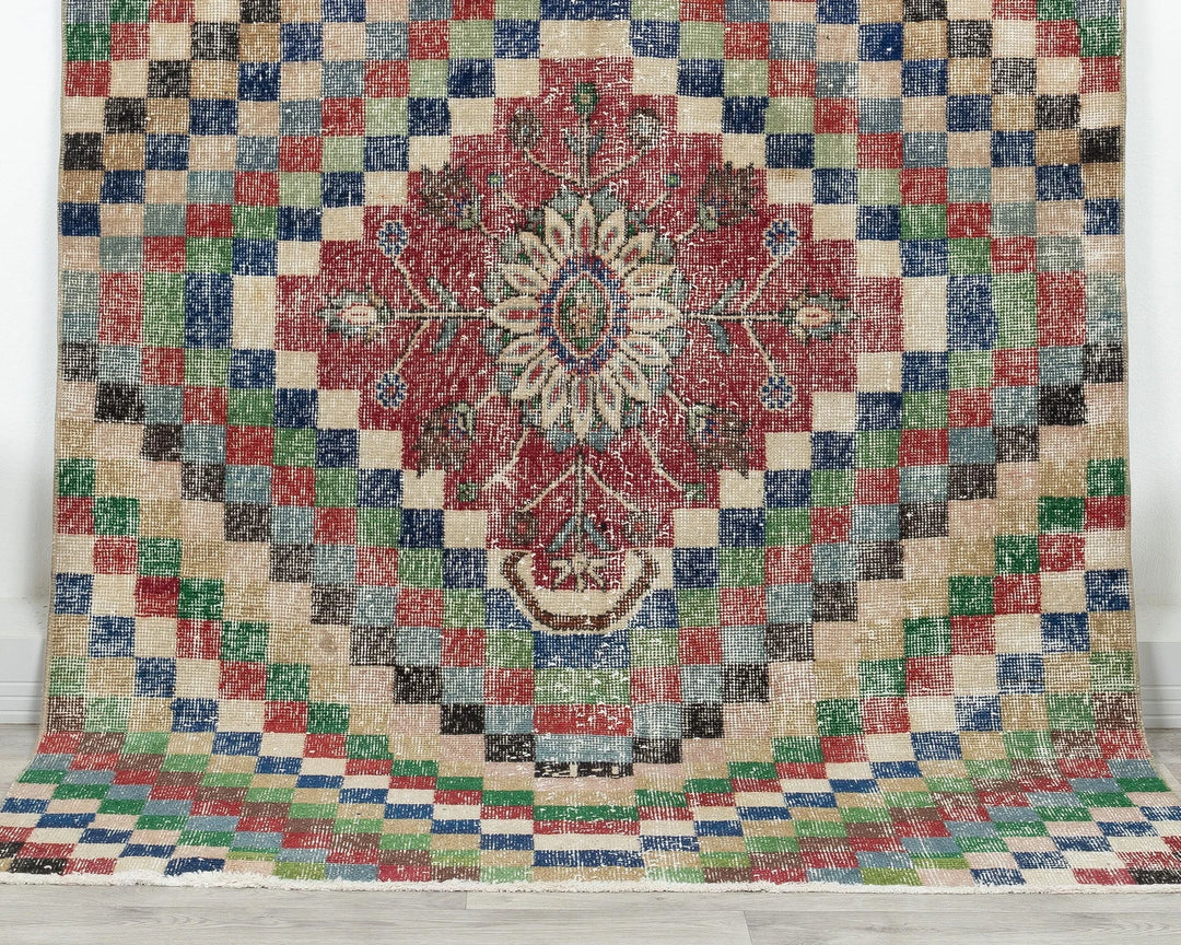 Red Turkish Oushak Rug 4'7" x 6'8" Hand-Knotted | No. VR18520