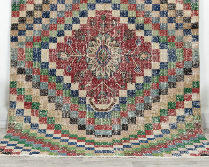 Red Turkish Oushak Rug 4'7" x 6'8" Hand-Knotted | No. VR18520