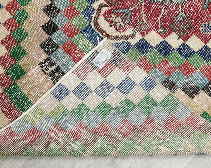 Red Turkish Oushak Rug 4'7" x 6'8" Hand-Knotted | No. VR18520