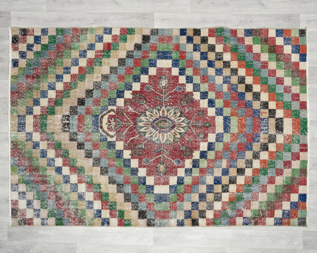 Red Turkish Oushak Rug 4'7" x 6'8" Hand-Knotted | No. VR18520