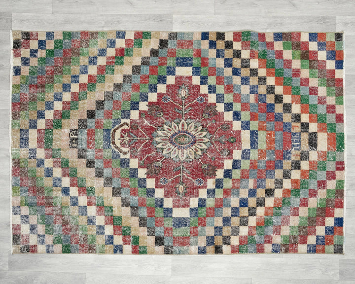 Red Turkish Oushak Rug 4'7" x 6'8" Hand-Knotted | No. VR18520