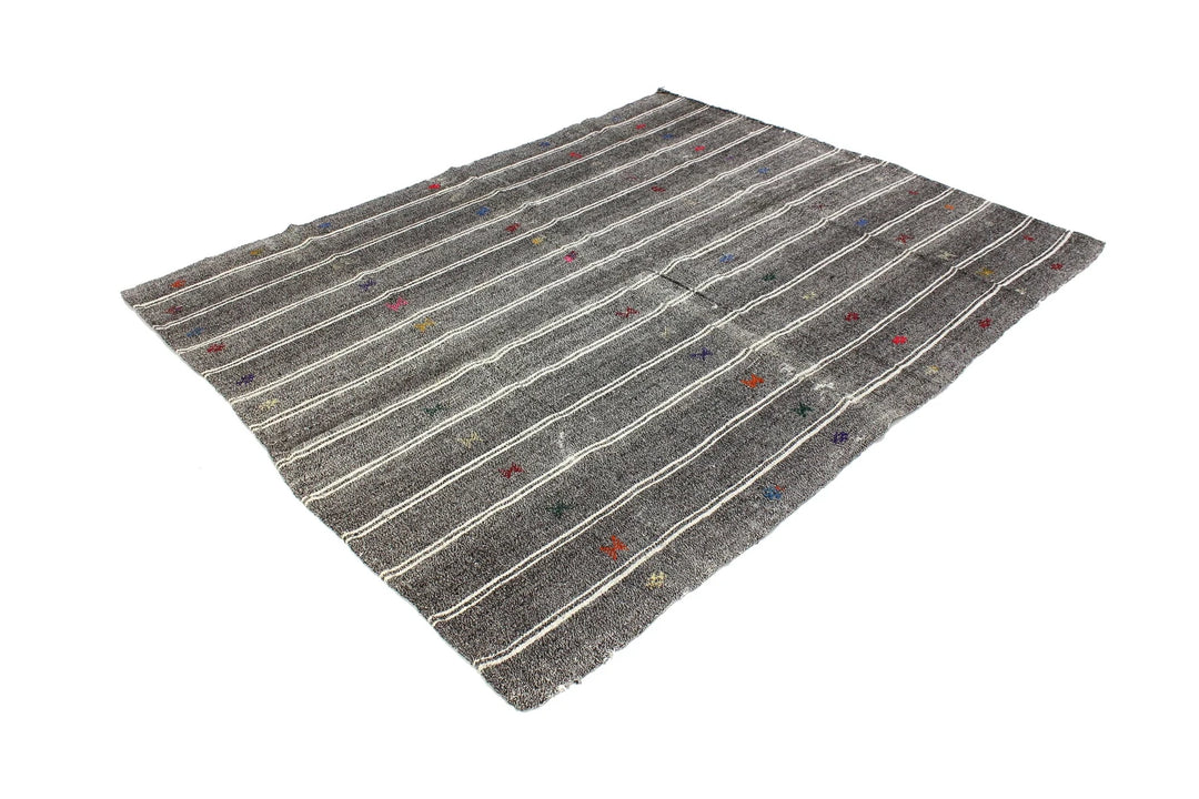 Gray Kilim Rug 5' 7" x 7' 1" | No. VR18558