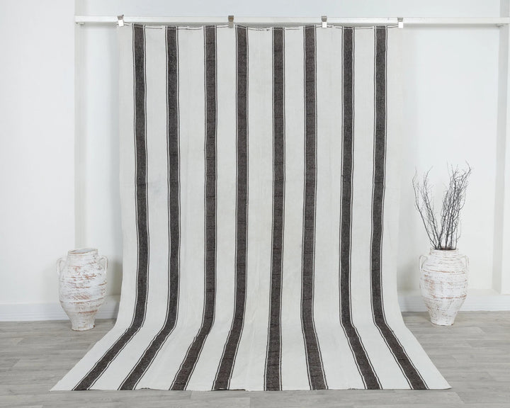 Black Turkish Kilim Rug 6' 7" x 9' 10" Flat-Weave