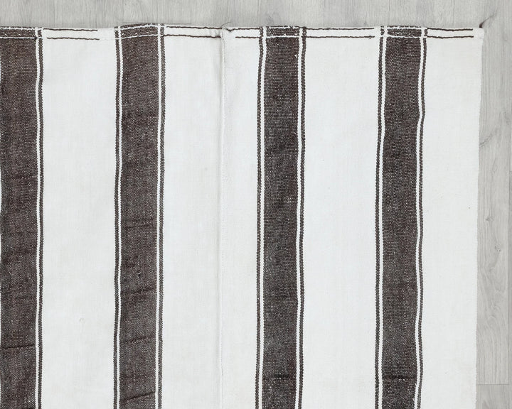 Black Turkish Kilim Rug 6' 7" x 9' 10" Flat-Weave pattern