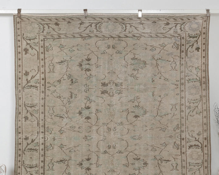 Beige Turkish Oushak Rug 7' 1" x 9' 7" Hand-Knotted | No. VR18695