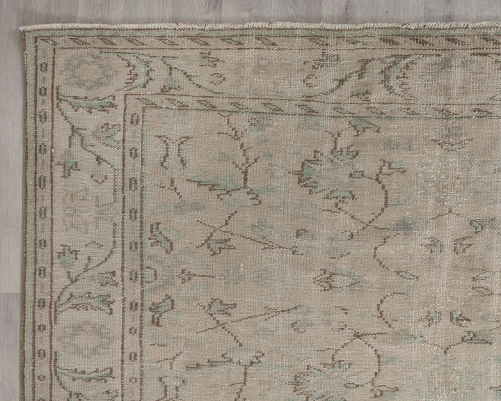 Beige Turkish Oushak Rug 7' 1" x 9' 7" Hand-Knotted | No. VR18695