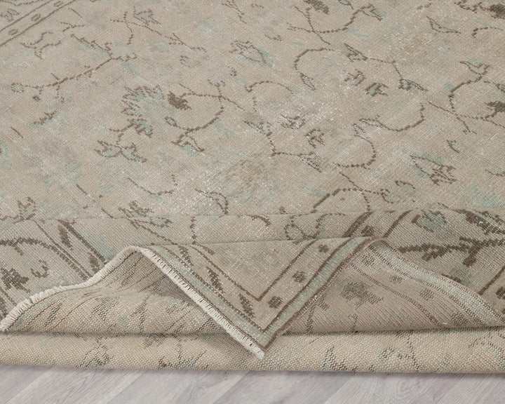 Beige Turkish Oushak Rug 7' 1" x 9' 7" Hand-Knotted | No. VR18695