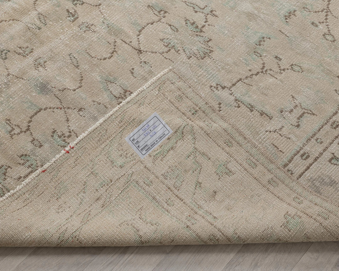 Beige Turkish Oushak Rug 7' 1" x 9' 7" Hand-Knotted | No. VR18695