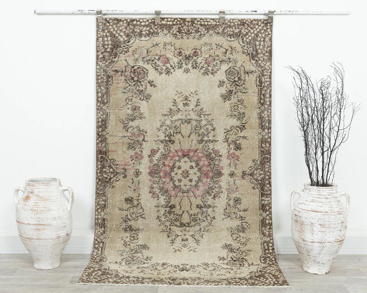 Multicolor Turkish Oushak Rug 3' 8" x 6' 7" Hand-Knotted | No. VR18759