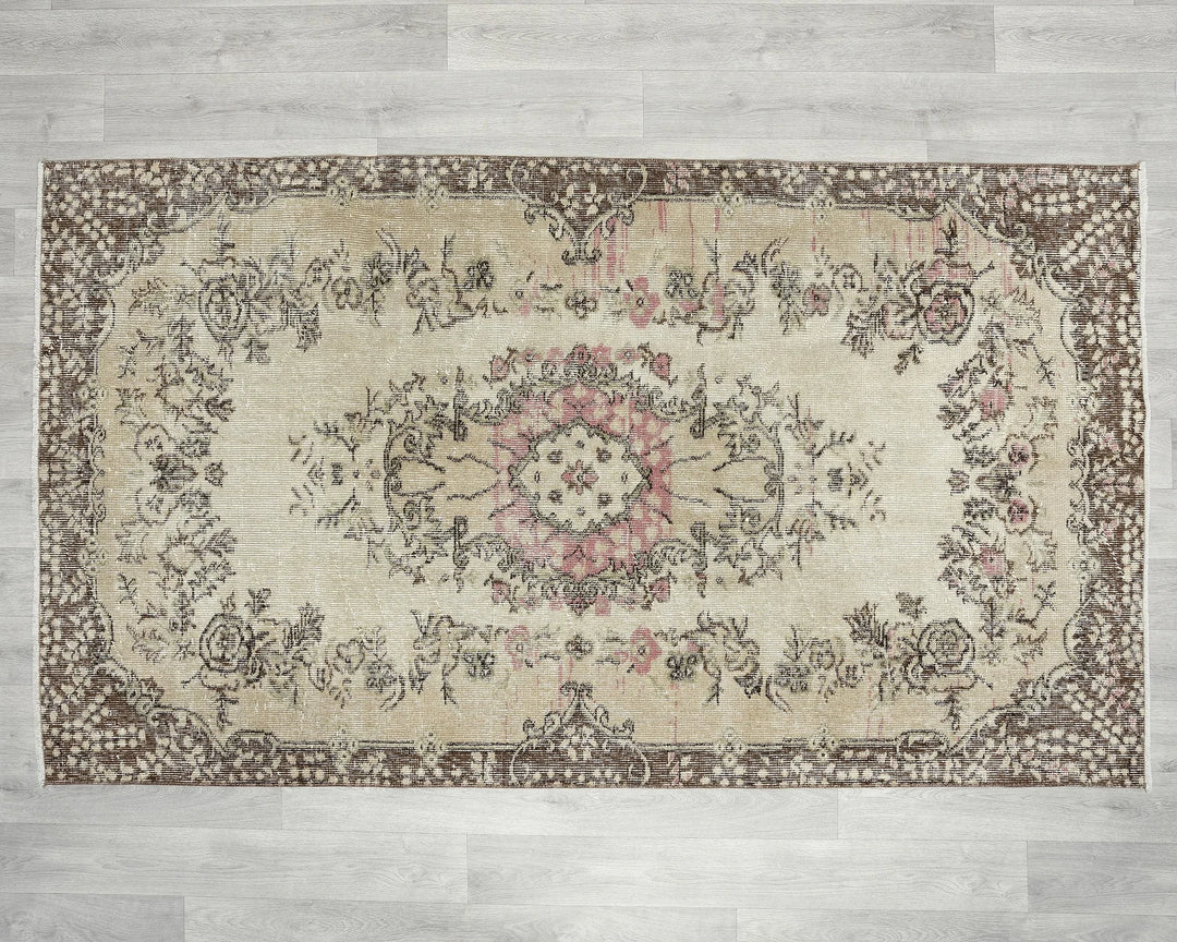Multicolor Turkish Oushak Rug 3' 8" x 6' 7" Hand-Knotted | No. VR18759