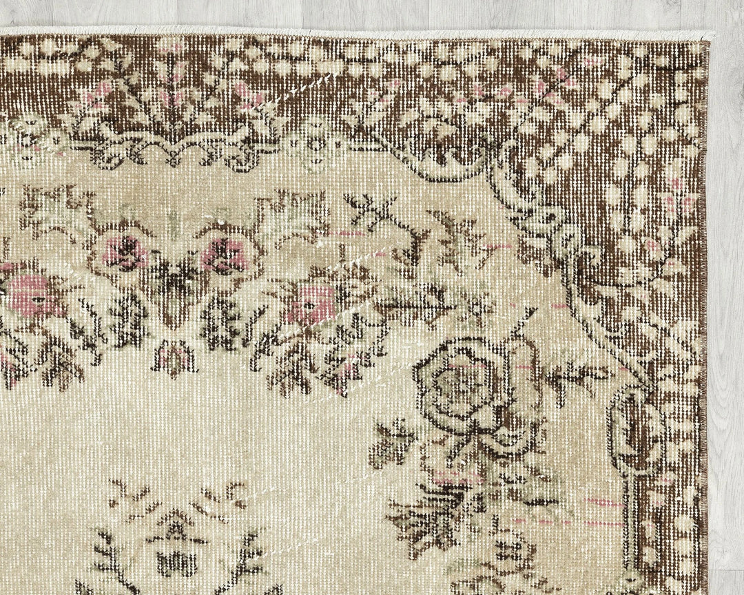 Multicolor Turkish Oushak Rug 3' 8" x 6' 7" Hand-Knotted | No. VR18759