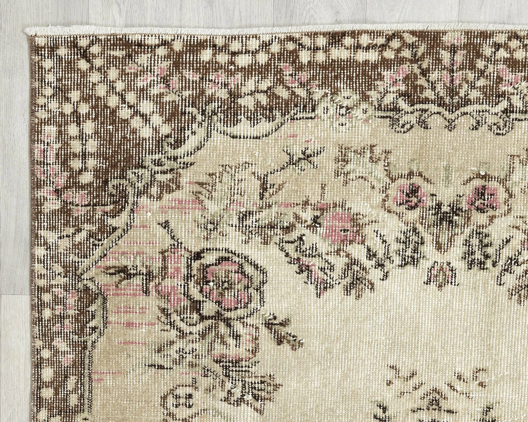 Multicolor Turkish Oushak Rug 3' 8" x 6' 7" Hand-Knotted | No. VR18759