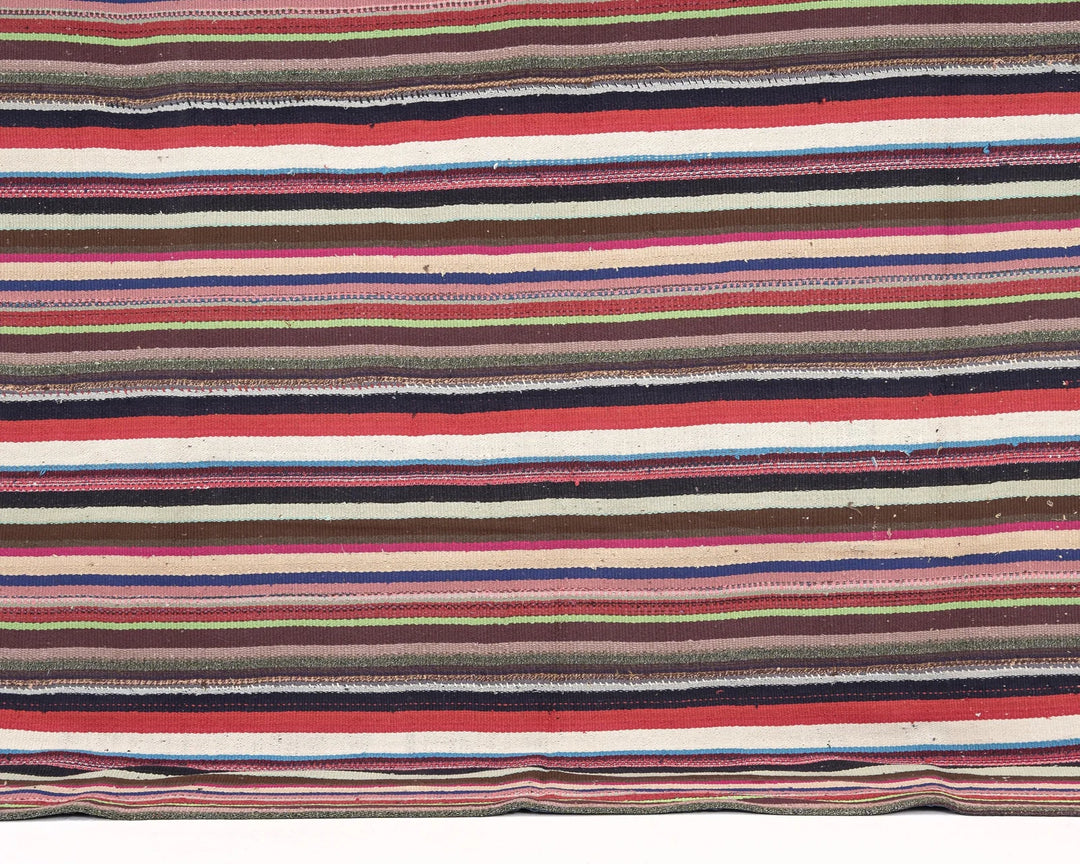 Multicolor Turkish Kilim Rug 6'8" x 7'2" Flat-Weave | No. VR18923