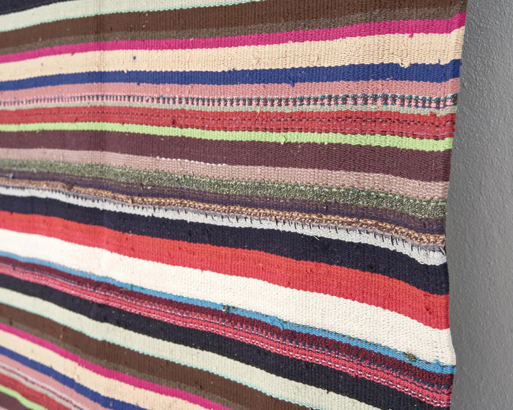 Multicolor Turkish Kilim Rug 6'8" x 7'2" Flat-Weave | No. VR18923