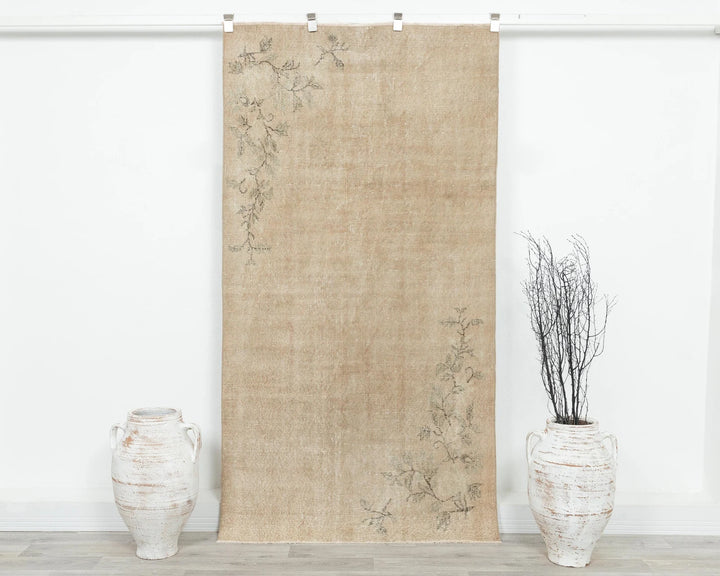 Beige Turkish Oushak Rug 6'10" x 3'7" Hand-Knotted | No. VR19007