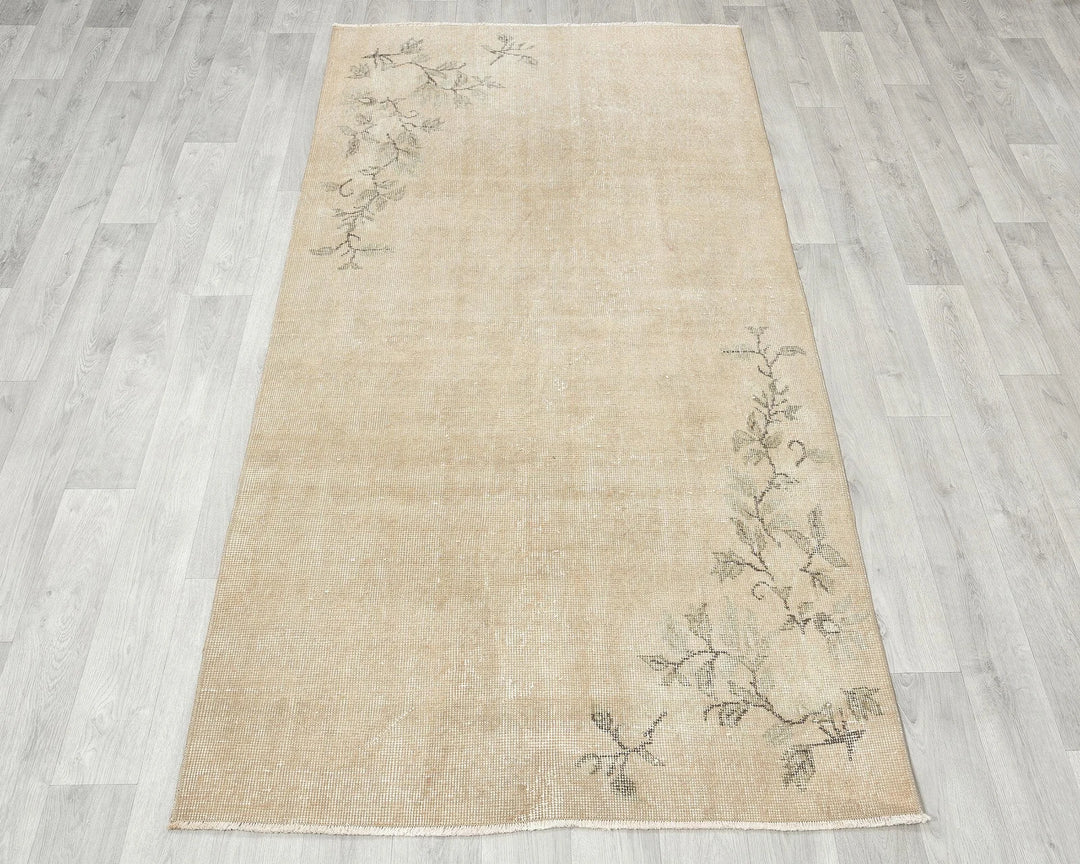 Beige Turkish Oushak Rug 6'10" x 3'7" Hand-Knotted | No. VR19007