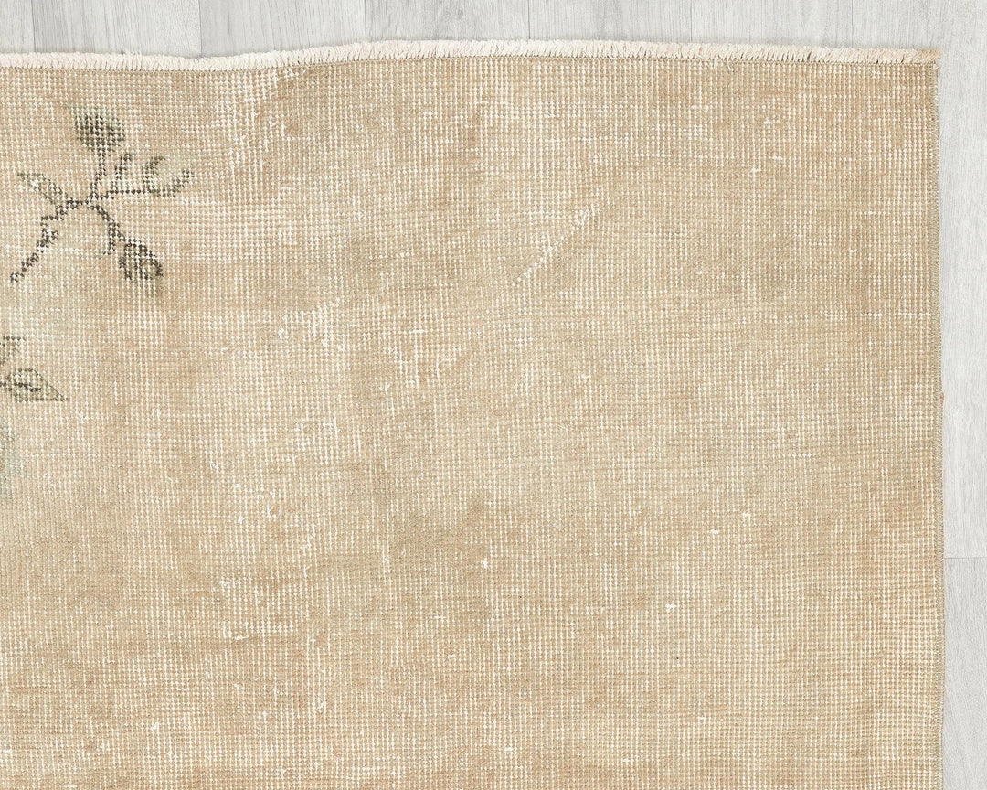 Beige Turkish Oushak Rug 6'10" x 3'7" Hand-Knotted | No. VR19007