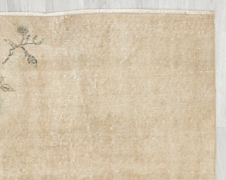 Beige Turkish Oushak Rug 6'10" x 3'7" Hand-Knotted | No. VR19007
