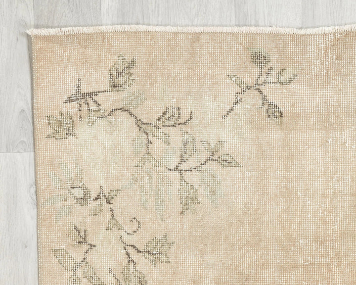 Beige Turkish Oushak Rug 6'10" x 3'7" Hand-Knotted | No. VR19007