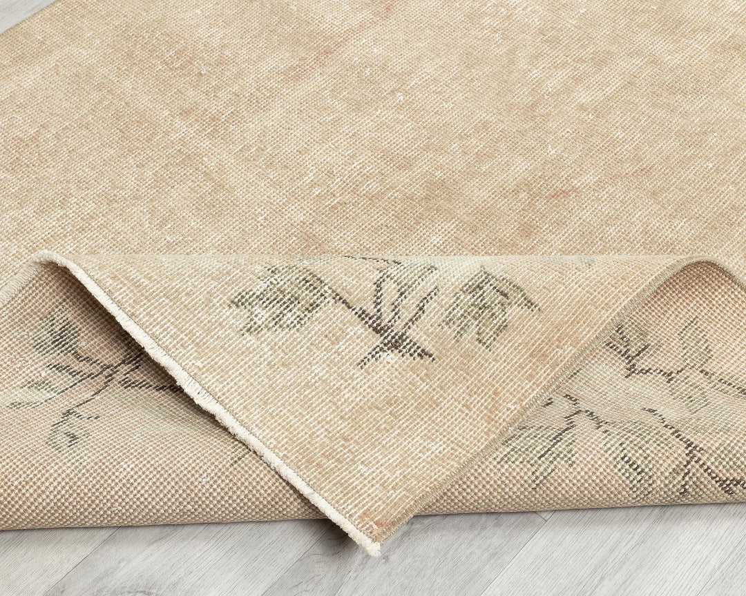 Beige Turkish Oushak Rug 6'10" x 3'7" Hand-Knotted | No. VR19007