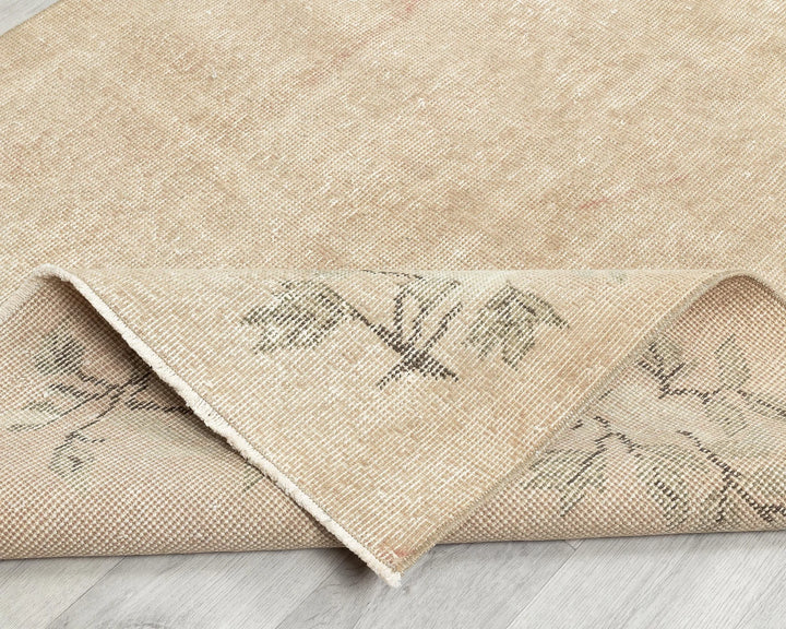 Beige Turkish Oushak Rug 6'10" x 3'7" Hand-Knotted | No. VR19007