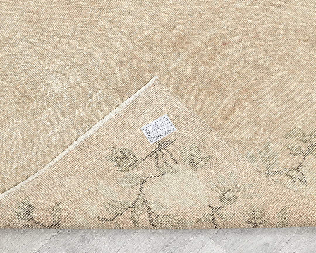 Beige Turkish Oushak Rug 6'10" x 3'7" Hand-Knotted | No. VR19007